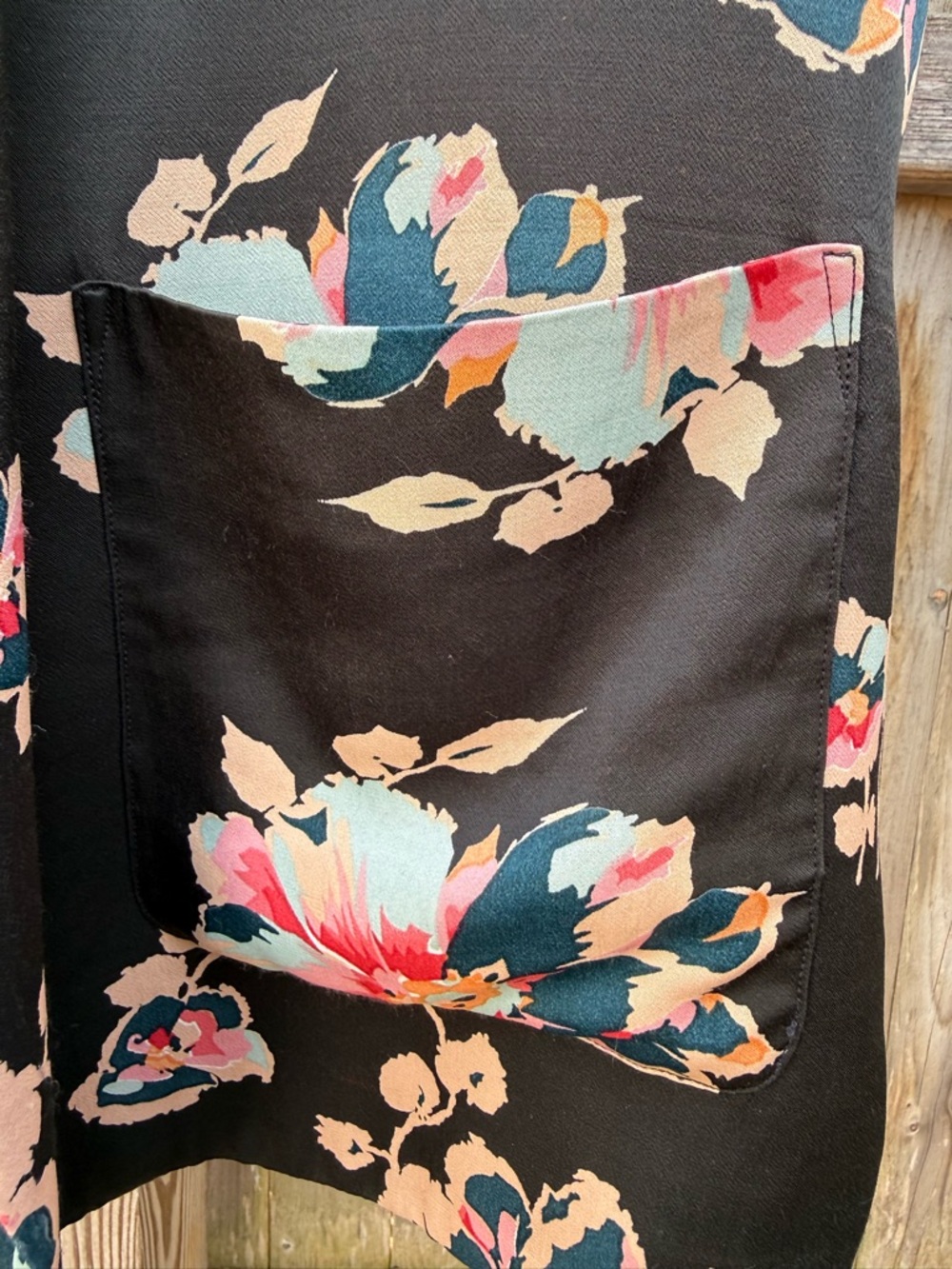 Anthropologie ett:twa Satin Black Floral Shawl Collar Blazer Jacket Feminine - Picture 7 of 7